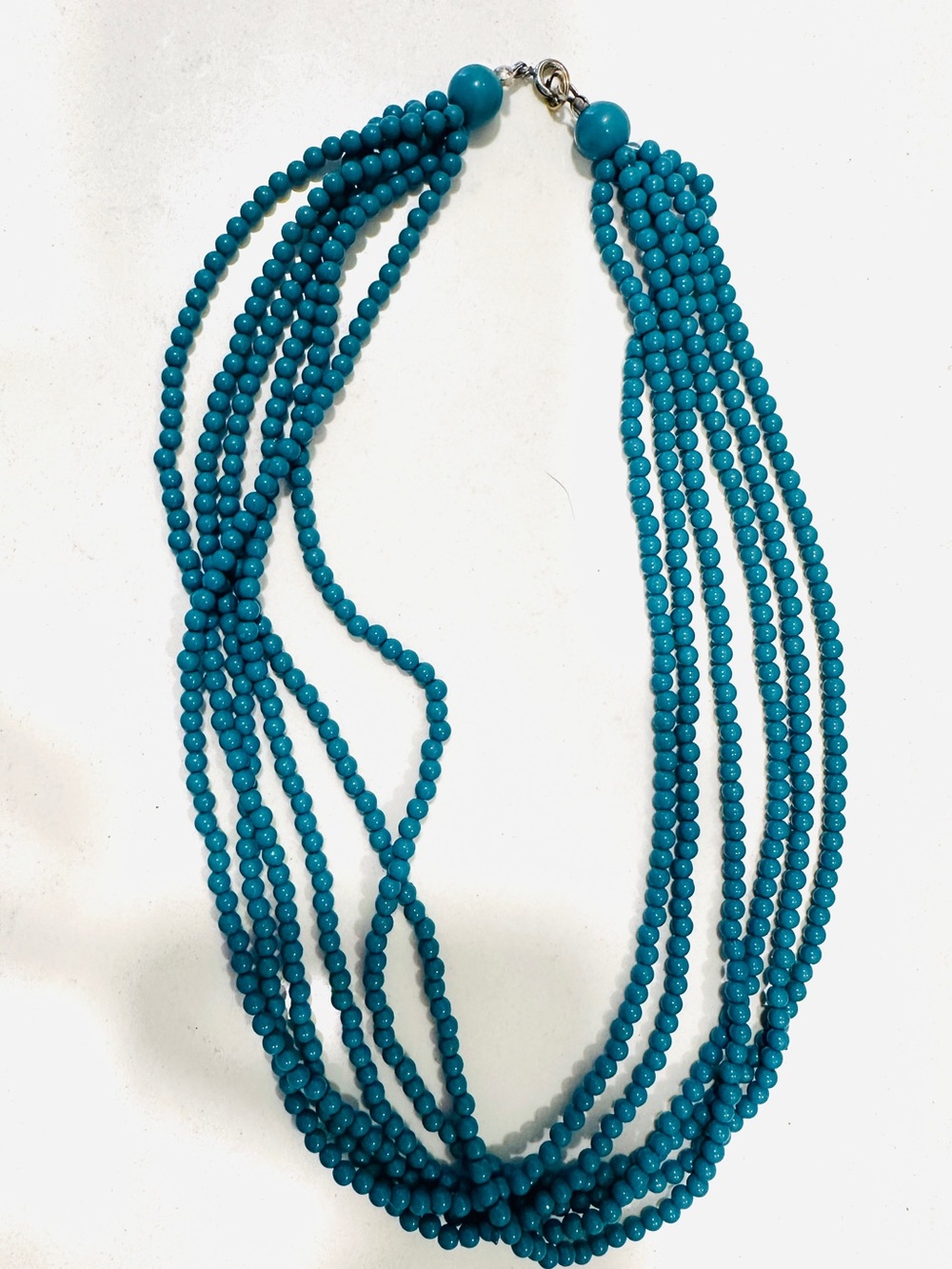 Turquoise Teal Multi Strand Beaded Statement Necklace Layered Boho